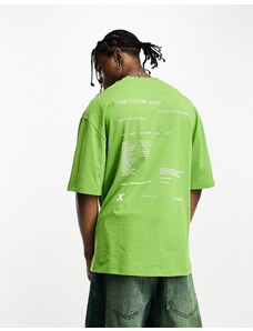 COLLUSION - T-shirt verde con scritte