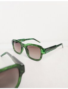 A.Kjaerbede - Halo - Occhiali da sole squadrati verde marmorizzato trasparente da festival