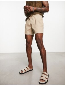 ASOS DESIGN - Pantaloncini slim taglio corto color cuoio-Brown