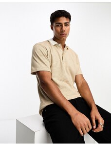 Selected Homme - Polo in misto cotone beige a righe-Neutro