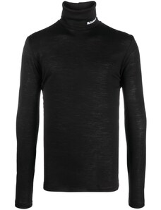 Jil Sander maglione a collo alto nero con logo