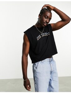 ASOS DESIGN - T-shirt oversize nera con stampa grunge sulla schiena-Nero