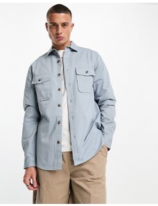 ASOS DESIGN - Camicia giacca in cotone blu polvere