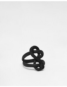 ASOS DESIGN - Anello a serpente intrecciato nero opaco