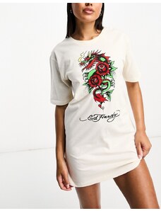 Ed Hardy - Indi Sleep - Vestito t-shirt bianco con motivo di dragone