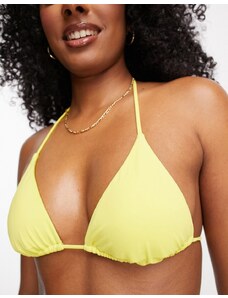 RVCA - Top bikini a triangolo giallo a tinta unita