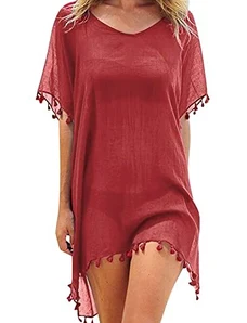 Caftano Da Spiaggia Moomaya Per Donna: 100% Cotone, Stampa, Scollo A V E Maniche A Kimono (Taglia Unica)