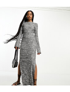 Vero Moda Tall - Vestito lungo grigio mélange in maglia con scollo ampio sul retro