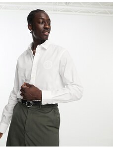 Versace Jeans Couture - Camicia bianca a maniche lunghe con logo in gomma-Bianco