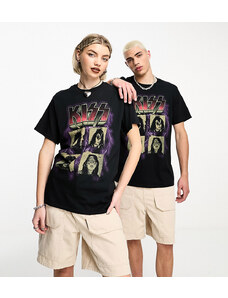 Reclaimed Vintage - T-shirt unisex nera con stampa dei Kiss su licenza-Nero