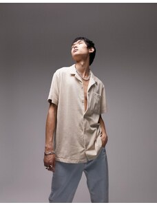 Topman - Camicia oversize in spugna color pietra in coordinato-Neutro
