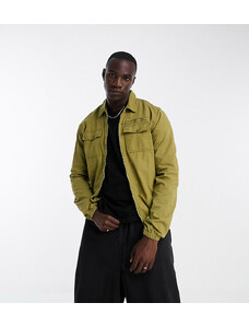 Threadbare Tall - Camicia giacca verde oliva con zip e tasche doppie