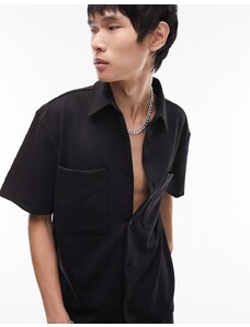 Topman - Camicia oversize premium in jersey di modal nera-Nero