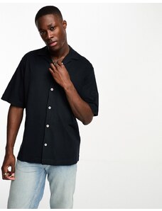 Jack & Jones Premium - Camicia oversize pesante con colletto a rever blu navy