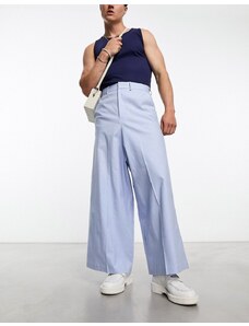 ASOS DESIGN - Pantaloni da abito in misto lana blu con fondo super ampio