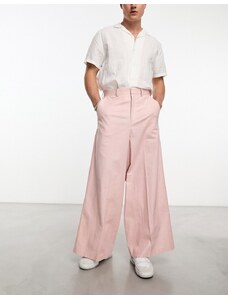 ASOS DESIGN - Pantaloni da abito in misto lana rosa con fondo super ampio