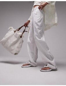 Topshop - Pantaloni affusolati in misto lino bianco