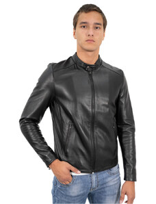 Leather Trend U09 - Giacca Uomo Nera in vera pelle