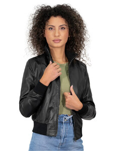 Leather Trend Bomber Donna - Bomber Donna Nero in vera pelle