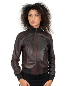Leather Trend Bomber Donna - Bomber Donna Testa di Moro in vera pelle