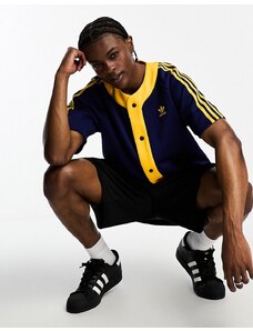 adidas Originals - Superstar - Camicia stile baseball blu navy e gialla