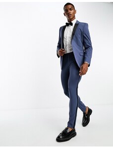 ASOS DESIGN - Pantaloni da abito stile smoking super skinny blu aeronautica