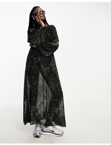 Weekday - Maeve - Vestito lungo a maniche lunghe nero con stampa e schiena scoperta