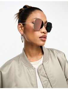 DIFF Eyewear DIFF - Iris - Occhiali da sole oversize rotondi oro con lenti polarizzate