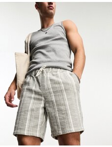 ASOS DESIGN - Pantaloncini testurizzati slim taglio medio a righe-Multicolore