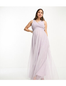 Beauut Maternity - Vestito lungo da sposa in tulle lilla con fiocco sul retro-Viola