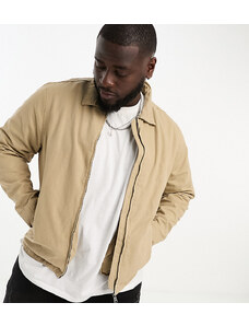 Threadbare Plus - Camicia giacca color pietra con zip-Neutro