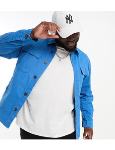 Threadbare Plus - Camicia giacca blu con bottoni e tasca doppia