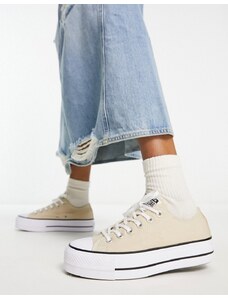 Converse - Chuck Taylor All Star Lift Ox - Sneakers beige con suola platform-Brown