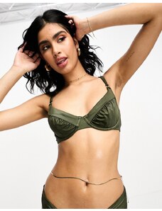 Hunkemoller - Crete - Top bikini a coppa intera con ferretto verde siepe
