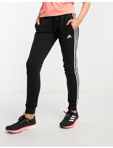 adidas performance adidas - Sportswear Essentials - Joggers neri e bianchi con 3 strisce-Black