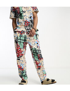 ASOS MADE IN KENYA - Pantaloni affusolati con stampa grafica effetto collage-Multicolore