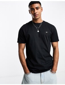 GANT - T-shirt nera con logo a stemma-Nero