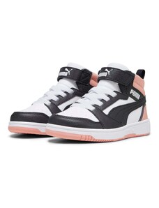 Sneakers alte bianche e rosa da bambina Puma Rebound v6 Mid AC+ PS