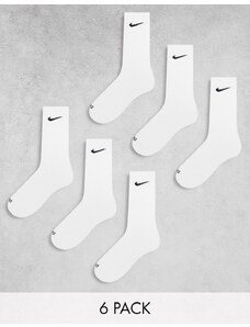 Nike Training - Everyday Cushioned Plus - Confezione da 6 paia di calzini imbottiti bianchi-Bianco