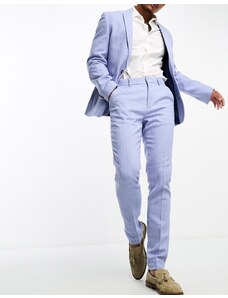 ASOS DESIGN - Pantaloni da abito skinny in misto lana a spina di pesce blu pastello