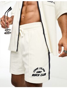 GANT - Pantaloncini sportivi in spugna di cotone bianchi/blu navy con logo in coordinato-Bianco
