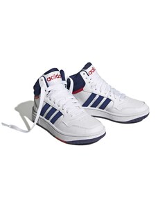 Sneakers alte bianche da ragazzo con design 3-stripes adidas Hoops Mid 3.0 K
