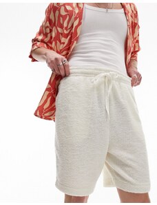 Topman - Pantaloncini premium oversize testurizzati écru-Bianco