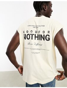 Good For Nothing - T-shirt oversize senza maniche bianco sporco con stampa grande sul retro