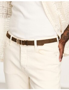 ASOS DESIGN - Cintura elegante sottile in camoscio sintetico marrone-Brown