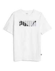 T-shirt nera da uomo con logo grigio e nero sul petto Puma Graphics