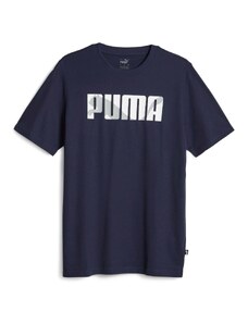 T-shirt blu da uomo con logo bianco sul petto Puma Graphics