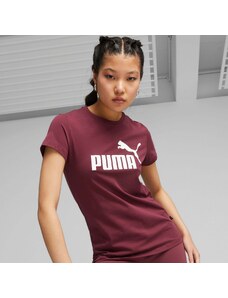 T-shirt bordeaux da donna con logo Puma Essentials