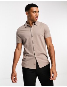 ASOS DESIGN - Camicia in jersey marrone chiaro-Brown