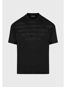 Emporio Armani T-shirt in jersey misto Tencel con maxi ricamo logo